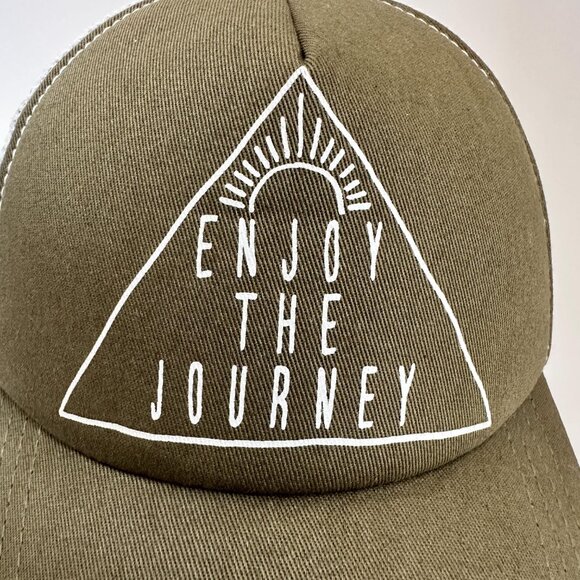 Vintage Enjoy The Journey Billabong Trucker Hat Olive Green Beige Cap Snap Back - Picture 2 of 10